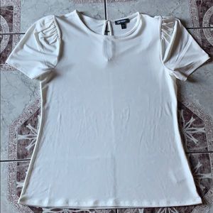White ruffled short sleeve shirt